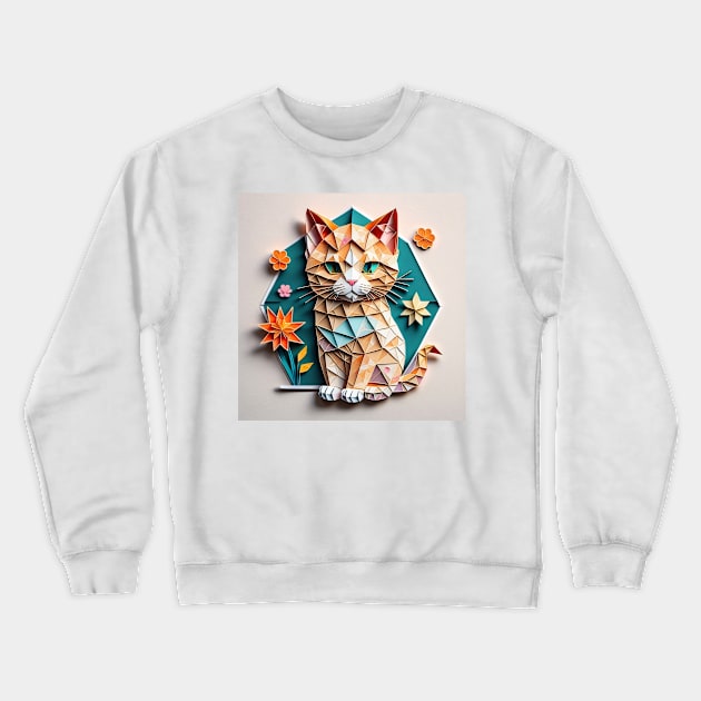 Origami little cat Crewneck Sweatshirt by Virshan